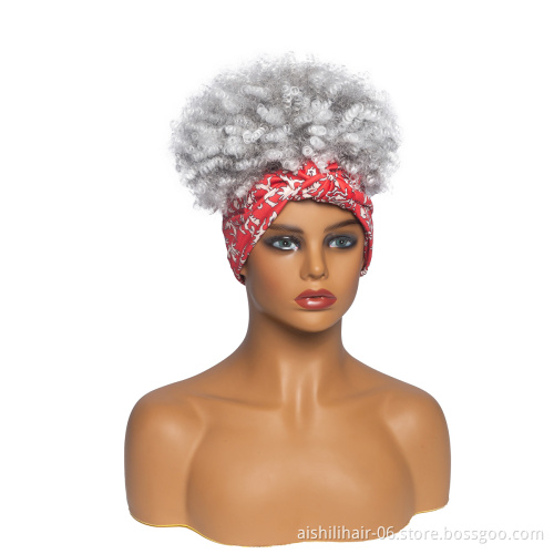 Aishili wholesale wig with headband attached Afro curly headband wigs for black women